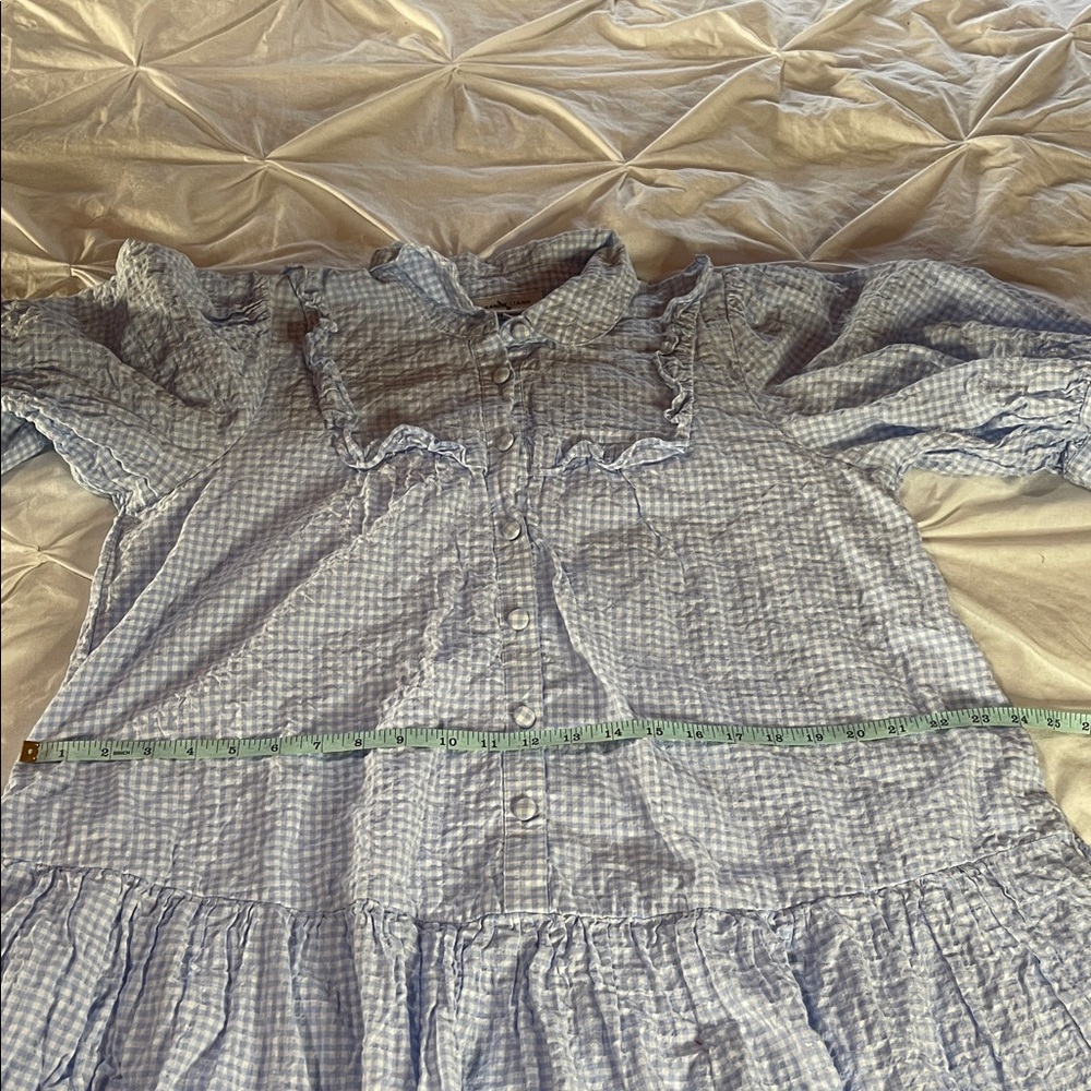 Sandy Liang x Target Blue Gingham 3/4 Sleeve Shirtdress Dress - Picture 11 of 11